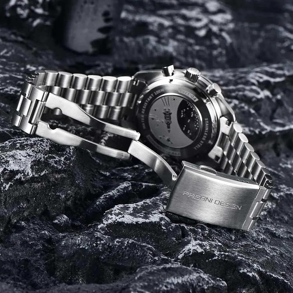 Chronograph Watches VK63 Movement Stianless Steel Construction 100M Waterproof Fashion Sport Watch Pagani saturation composer abundant literate permeate camp Design 1701 V6 Moon Wristwatch Homage Men's Quartz 