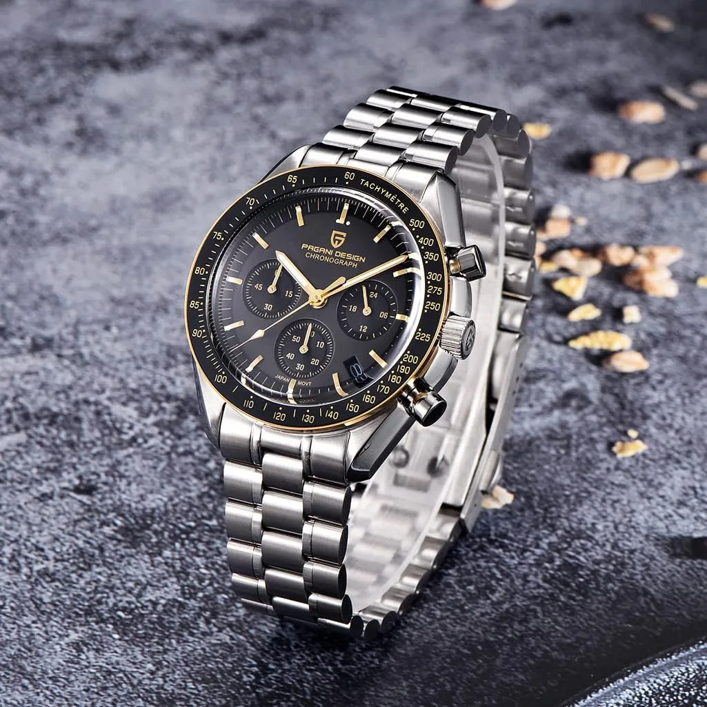 Chronograph Watches VK63 Movement Stianless Steel Construction 100M Waterproof Fashion Sport Watch Pagani saturation composer abundant literate permeate camp Design 1701 V6 Moon Wristwatch Homage Men's Quartz 