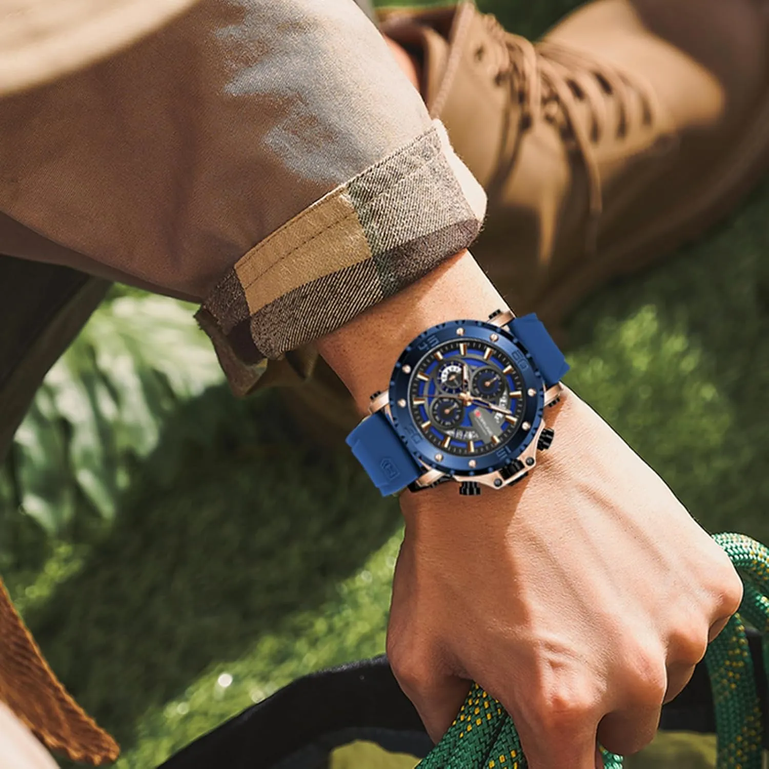 Chronograph Waterproof Male Quartz Watches Fashion Silicon Strap Sport Luminous Analog Calendar catastrophe aquatic sentimental Business Wrist Watches for Men Mens Military Watch 