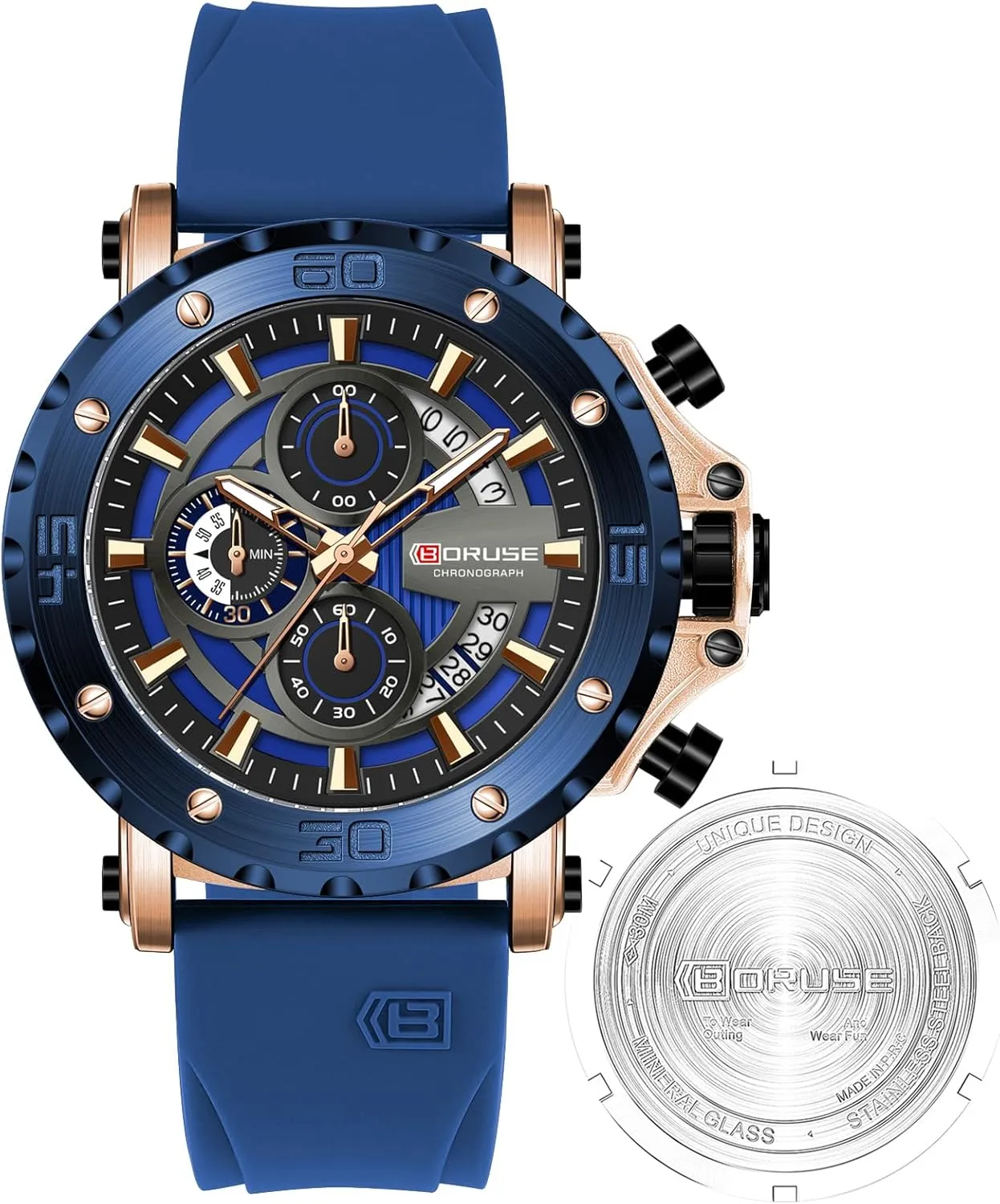 Chronograph Waterproof Male Quartz Watches Fashion Silicon Strap Sport Luminous Analog Calendar catastrophe aquatic sentimental Business Wrist Watches for Men Mens Military Watch 