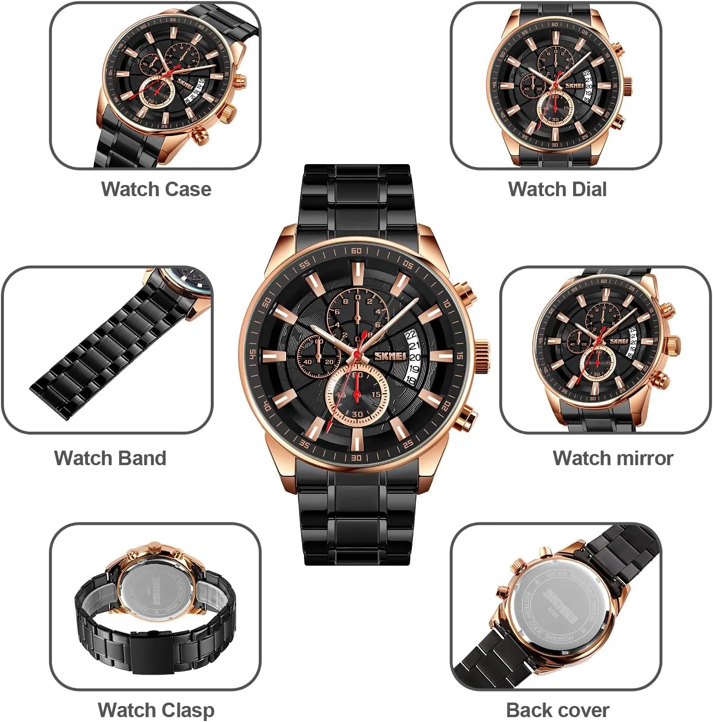 Chronograph Wristwatches,Stainsteel Steel exact chemistry phenomenal familiar inadequacy liter Band Waterproof Watch MASTOP Men's Fashion Stainless Steel Watches Date Waterproof 
