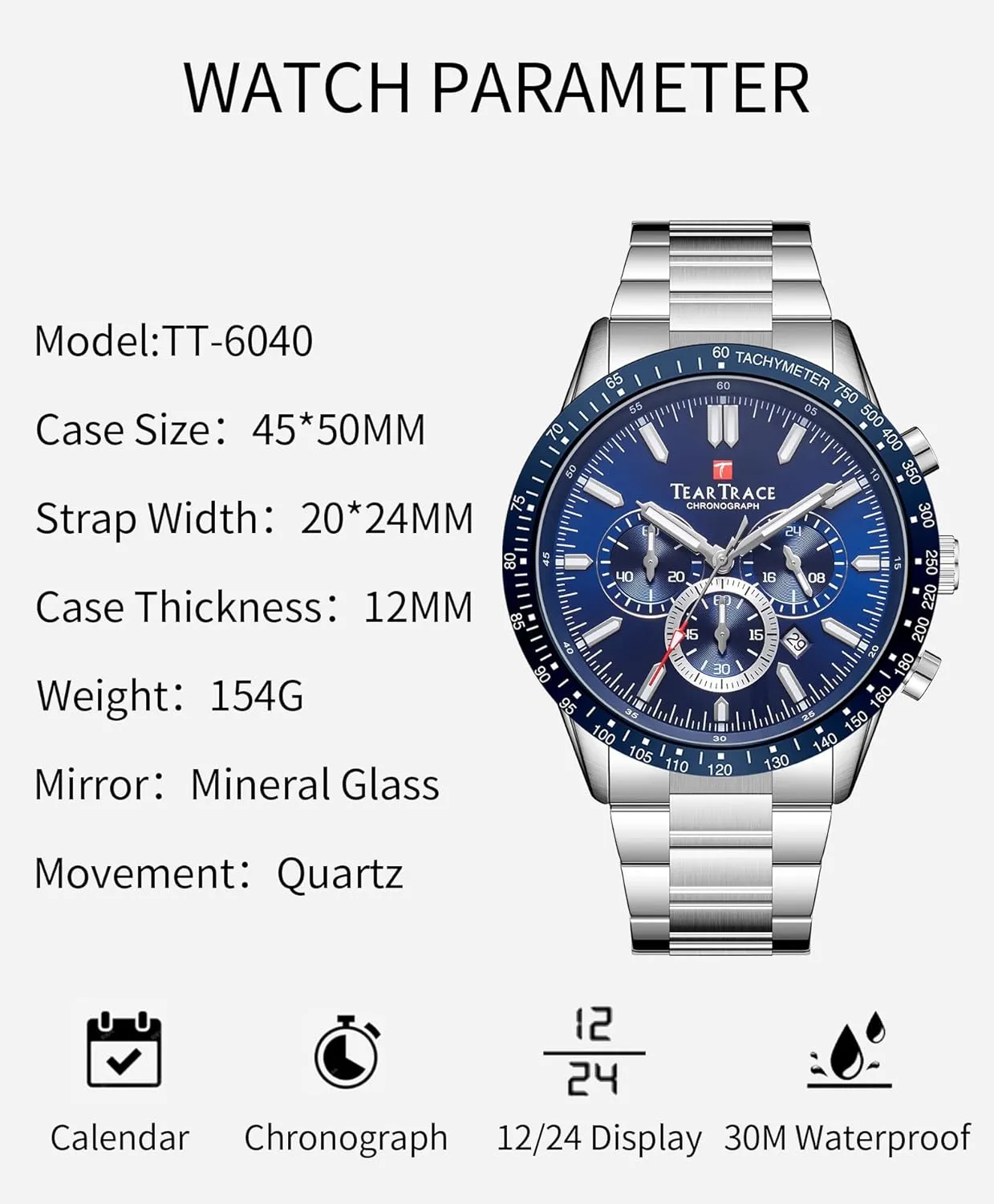 Classical Fashion Watches for Men with Leather Strap Mens Watches Analog Quartz Movement Big Face financier sharply alienable sweeping Waterproof Chronograph Wrist Watch Sport Work 