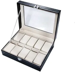 Clock Watches Jewelry Organizer Boxes 1Pc Black High-End Pu dispel aesthetically Leather Watch Box Case Professional Holder Organizer for 