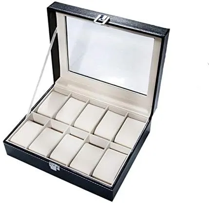 Clock Watches Jewelry Organizer Boxes 1Pc Black High-End Pu dispel aesthetically Leather Watch Box Case Professional Holder Organizer for 
