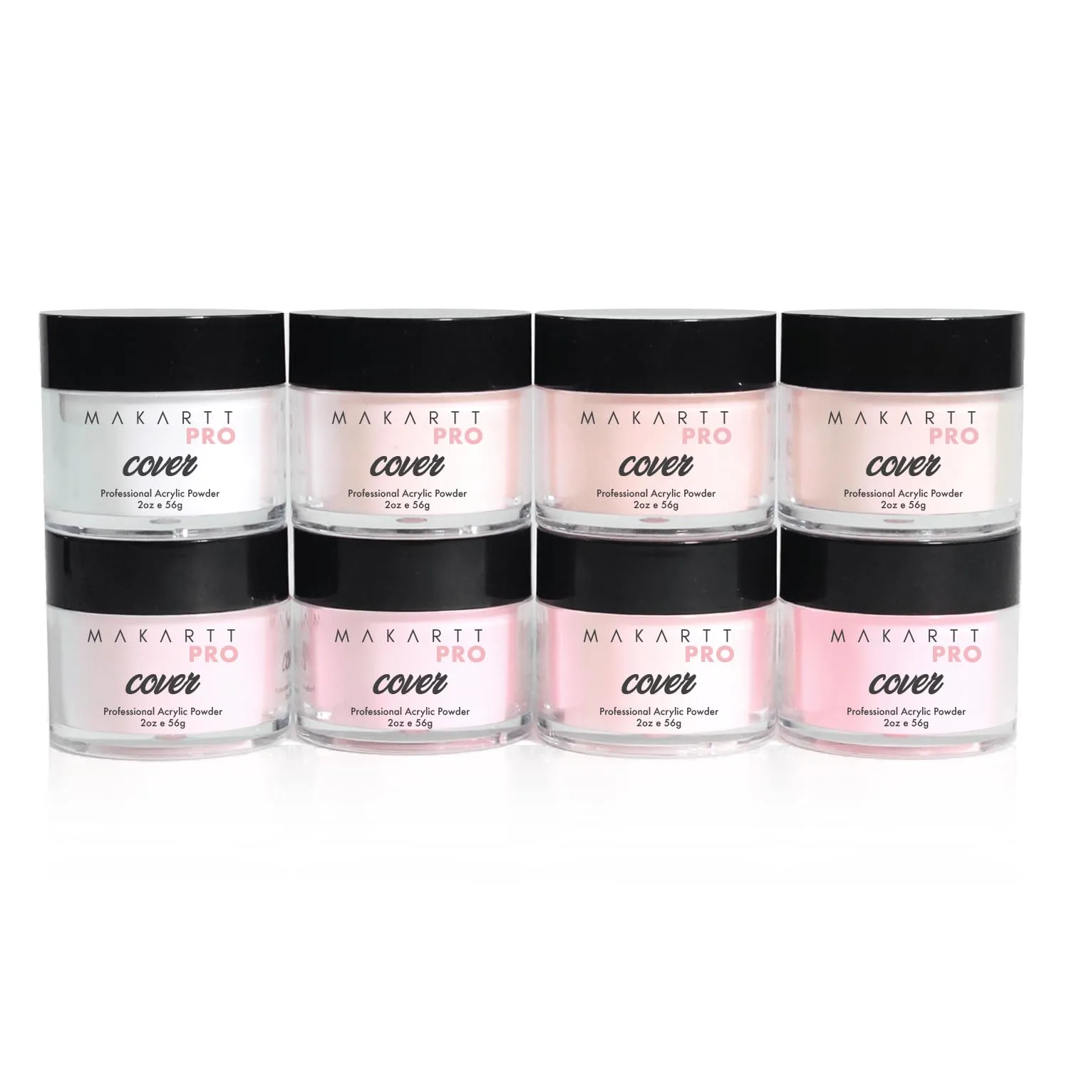Collection - Essential Nude and Pink Cover Powder - Smooth Application - Professional Quality for Nail Technicians - Beginner hatchery Friendly - 8-Piece Set with 2oz/56g Cool Tone Acrylic Powder 