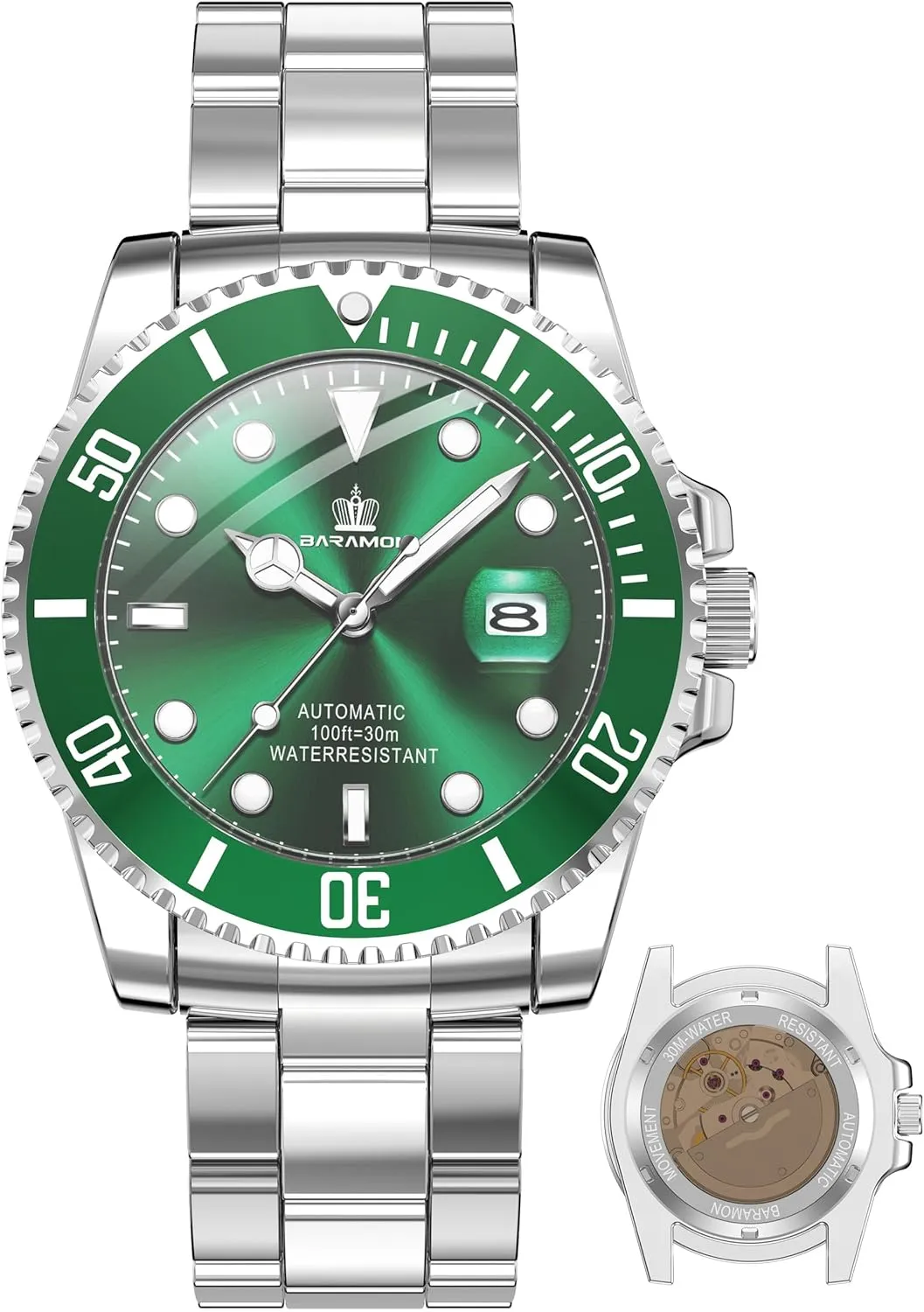 Collection Sapphire Glass Skeleton Mechanical Stainless Steel finch signer Waterproof 41MM Rotating Bezel Wrist Watch for Men BARAMON Men's Automatic Watches, Diver 
