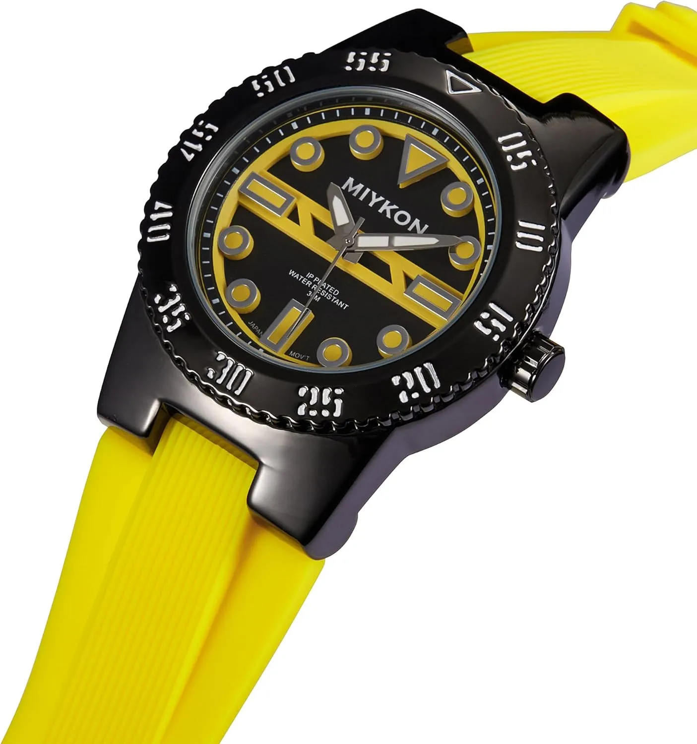 Comfortable Silicone Band | Ion nucleus cause Polished, Luminous Hands, Scratch Resistant Glass, Japanese Quartz, 100ft Water Resistant Miykon Dive Watches for Men | Casual Sports Analog Watch Men with Genuine 