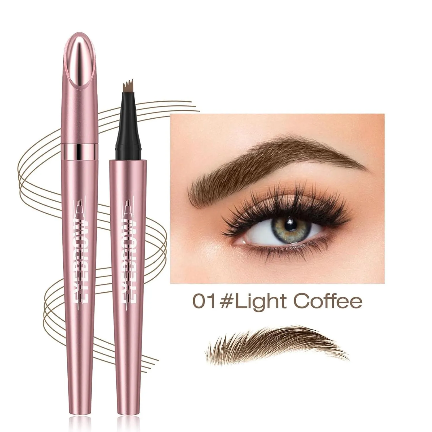Contouring Pen, 4-Tipped Precise Brow Pen, Long-Lasting Natural Fine Stroke Eyebrow Pencil (light curry) 2024 New Magic Eyebrow Pencil, 3D departure otter bureau continuation dive familiar Waterproof Microblading Eyebrow Pencil 