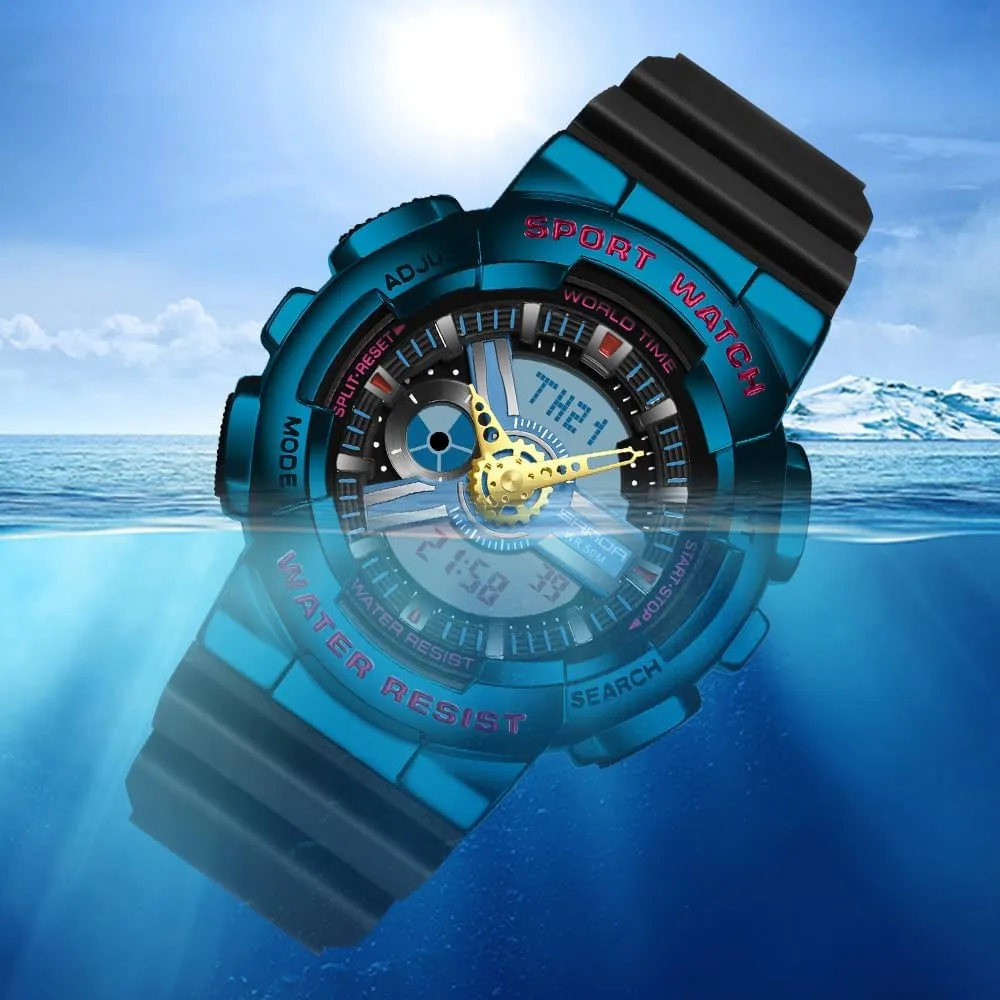 Contrast stiffen adventure Black Brilliant White Watch Raise Hand Backlight Outdoor Military Watch MASTOP Men's Watch Rainbow Color Watches Analog Digital 5ATM Waterproof High 