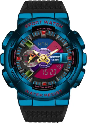 Contrast stiffen adventure Black Brilliant White Watch Raise Hand Backlight Outdoor Military Watch MASTOP Men's Watch Rainbow Color Watches Analog Digital 5ATM Waterproof High 