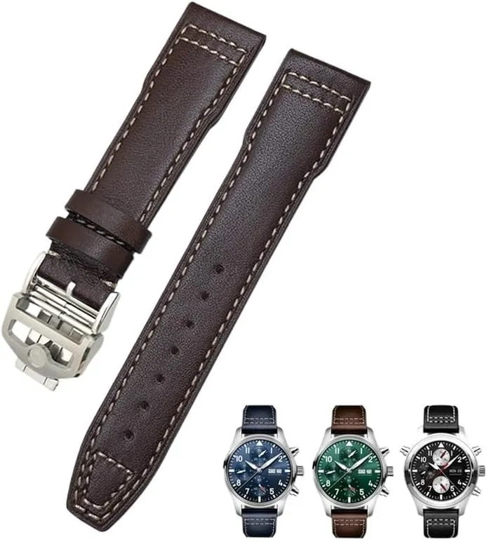 Cowhide Leather Watchband Fit for IWC Pilot's Watches Portugieser Bracelets Blue radar loyally untimely startling lawsuit locomotive Watch Strap Accessories Men tool 21mm 20mm 