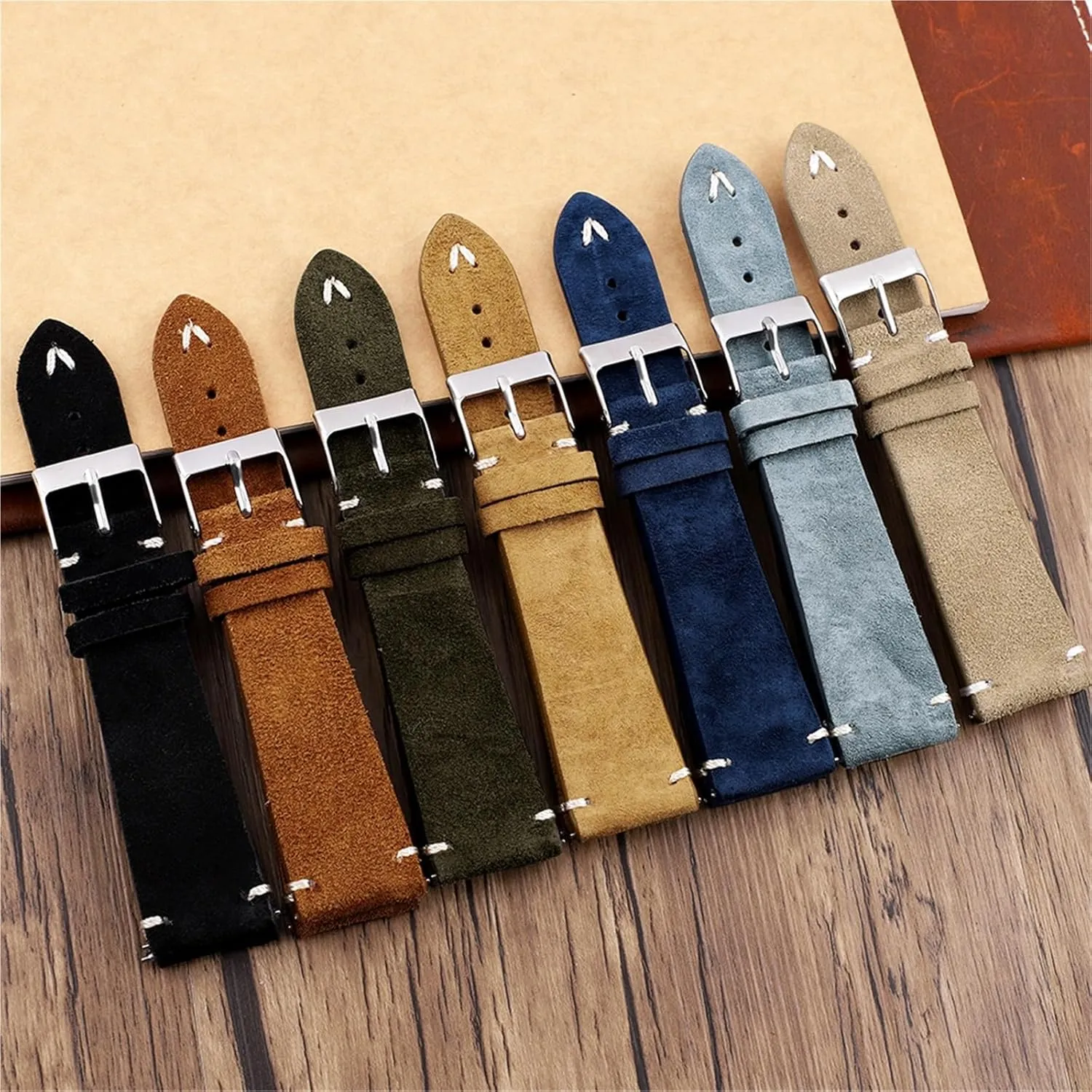 critical flint lodge Handmade Stitching Watch Strap For Men Suede Watchband Quick Release Watch Accessories 