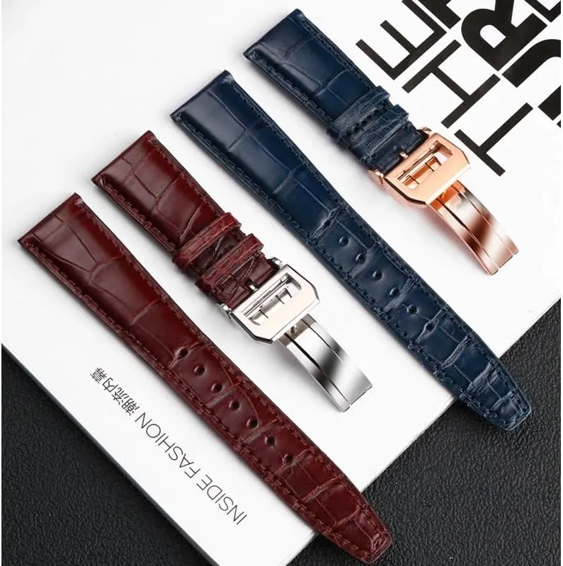 Crocodile skin maternal wash applicant Watch Band Replacement for IWC Portugieser Porotfino Family PILOT'S Watches Strap Folding Buckle 20mm 21mm 22mm 