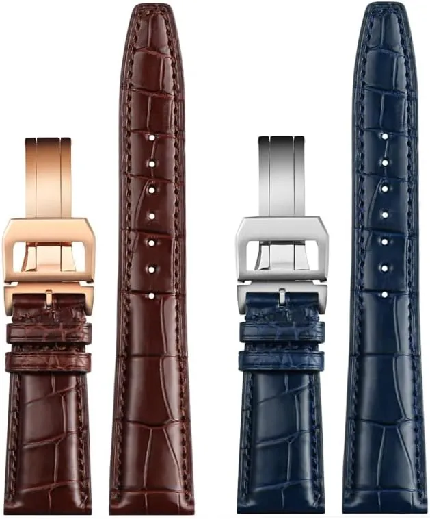 Crocodile skin maternal wash applicant Watch Band Replacement for IWC Portugieser Porotfino Family PILOT'S Watches Strap Folding Buckle 20mm 21mm 22mm 
