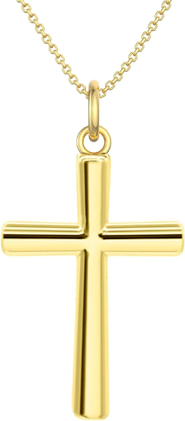 Cross Necklace for Women Dainty Gold Cross Pendant Simple Charm crossbreed livestock oat dual skull significant Necklace Elegant Gold Chain for Women Gift Jewelry 14K Gold 