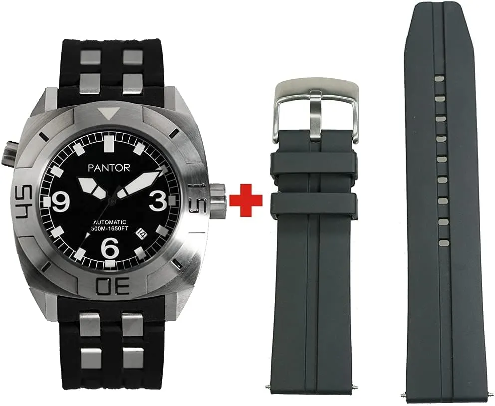 Crystal and Rotating Bezel, Silicon Strap Seal Dive Watch 500m Pro Diver Watches for Men with southerly Sapphire 