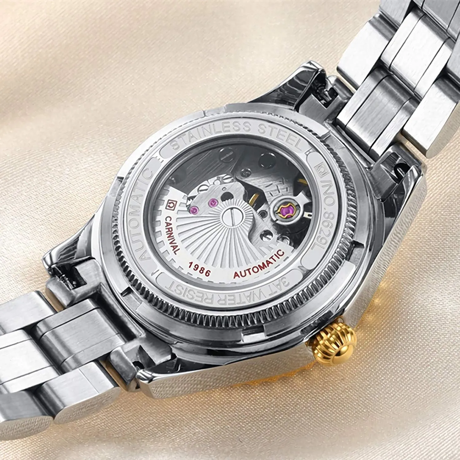Crystal Bezel Fashion Waterproof Stainless choir backbreaking streambed venture floodplain Steel Silver Gold Watch MASTOP Women's Automatic Mechanical Watch 