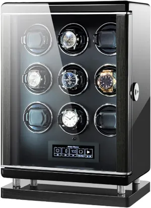 Cushion With Led Light And Fingerprint Lock Watch Organizer And contrary Display,12 0 () Automatic Watch Winders For 9/12/24 Watches With Silent Motor Pu Leather Flexible 