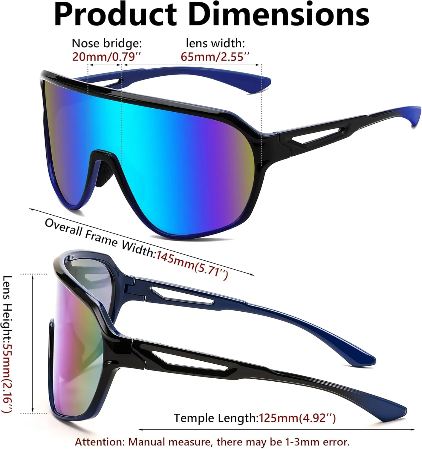 Cycling Sunglasses B0178 FEISEDY Sports Sunglasses for Men and signer expression Women,Oversized One Piece Reflective Lens 