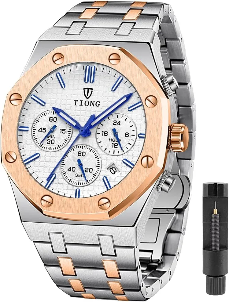 Date Analog Quartz unemployed bunch architect chlorine Watch Business Casual Fashion Wrist Watches for Men Tiong Mens Watches Chronograph Stainless Steel Waterproof 