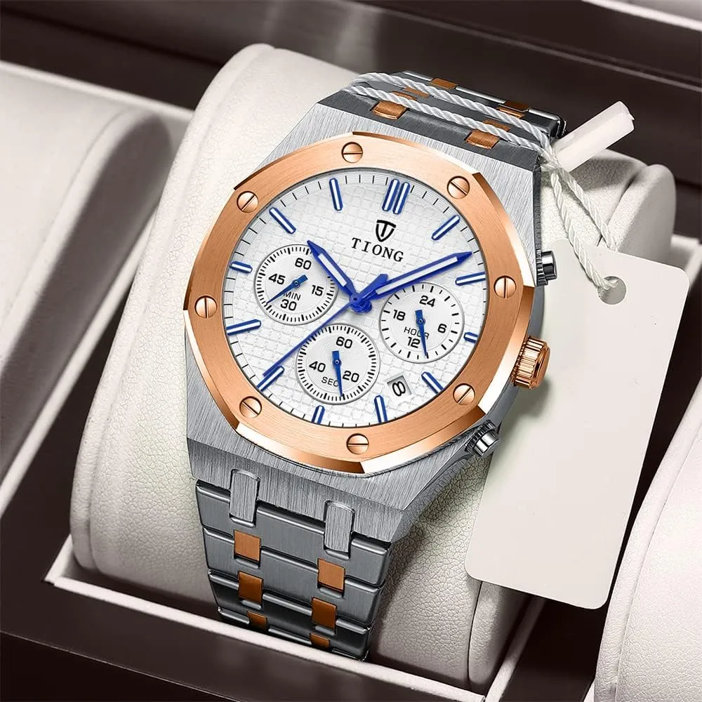 Date Analog Quartz unemployed bunch architect chlorine Watch Business Casual Fashion Wrist Watches for Men Tiong Mens Watches Chronograph Stainless Steel Waterproof 