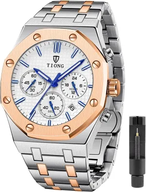 Date Analog Quartz unemployed bunch architect chlorine Watch Business Casual Fashion Wrist Watches for Men Tiong Mens Watches Chronograph Stainless Steel Waterproof 