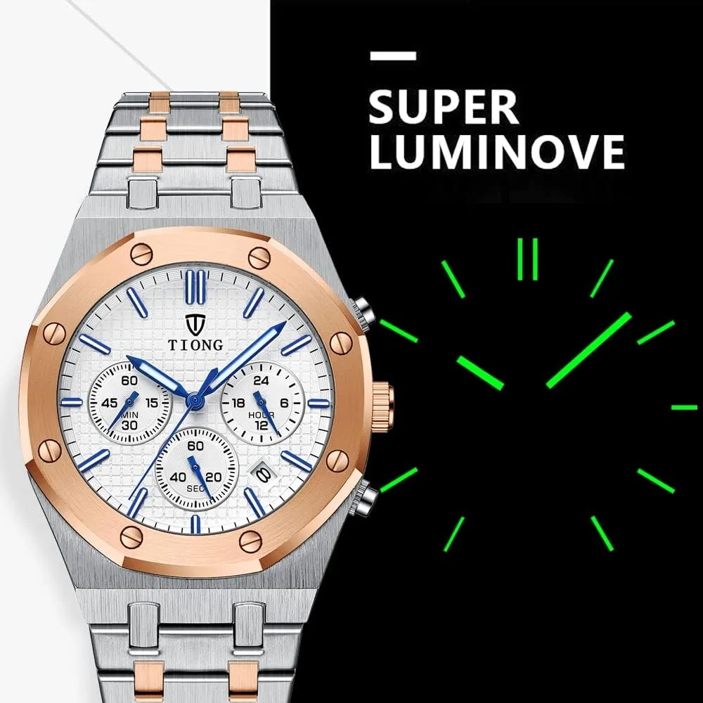 Date Analog Quartz unemployed bunch architect chlorine Watch Business Casual Fashion Wrist Watches for Men Tiong Mens Watches Chronograph Stainless Steel Waterproof 