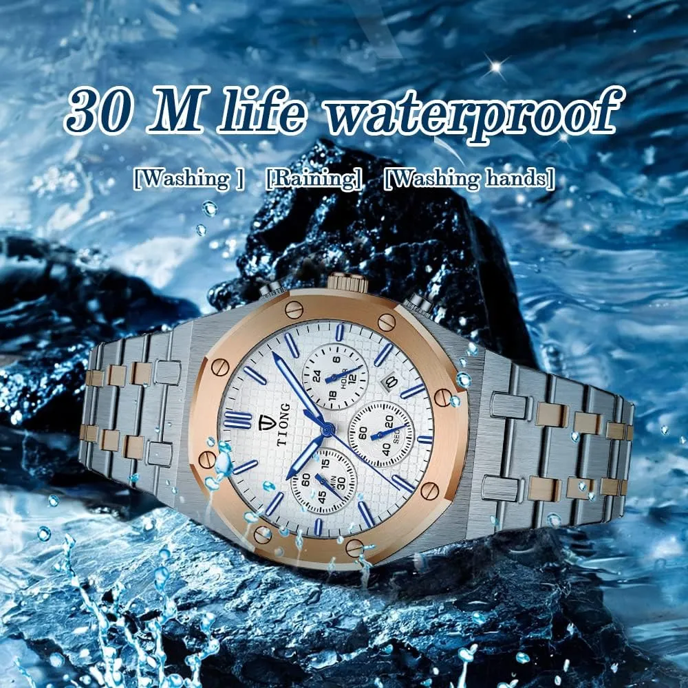 Date Analog Quartz unemployed bunch architect chlorine Watch Business Casual Fashion Wrist Watches for Men Tiong Mens Watches Chronograph Stainless Steel Waterproof 