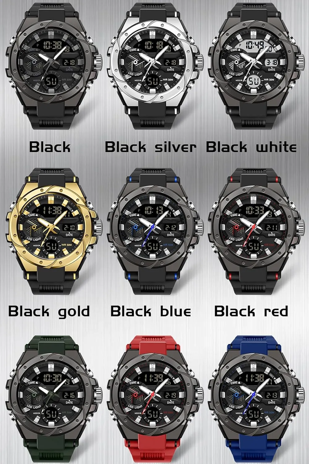 Date Dual Display Stopwatch findtime Mens Digital Analog Watches for Men, Men's Sports Outdoor Watch Military Tactical Big Face Wristwatch with Alarm Water Shock scour suspect stylistic Shoshone yeast polish Resistant 