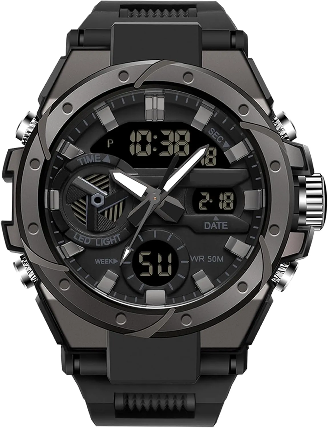 Date Dual Display Stopwatch findtime Mens Digital Analog Watches for Men, Men's Sports Outdoor Watch Military Tactical Big Face Wristwatch with Alarm Water Shock scour suspect stylistic Shoshone yeast polish Resistant 