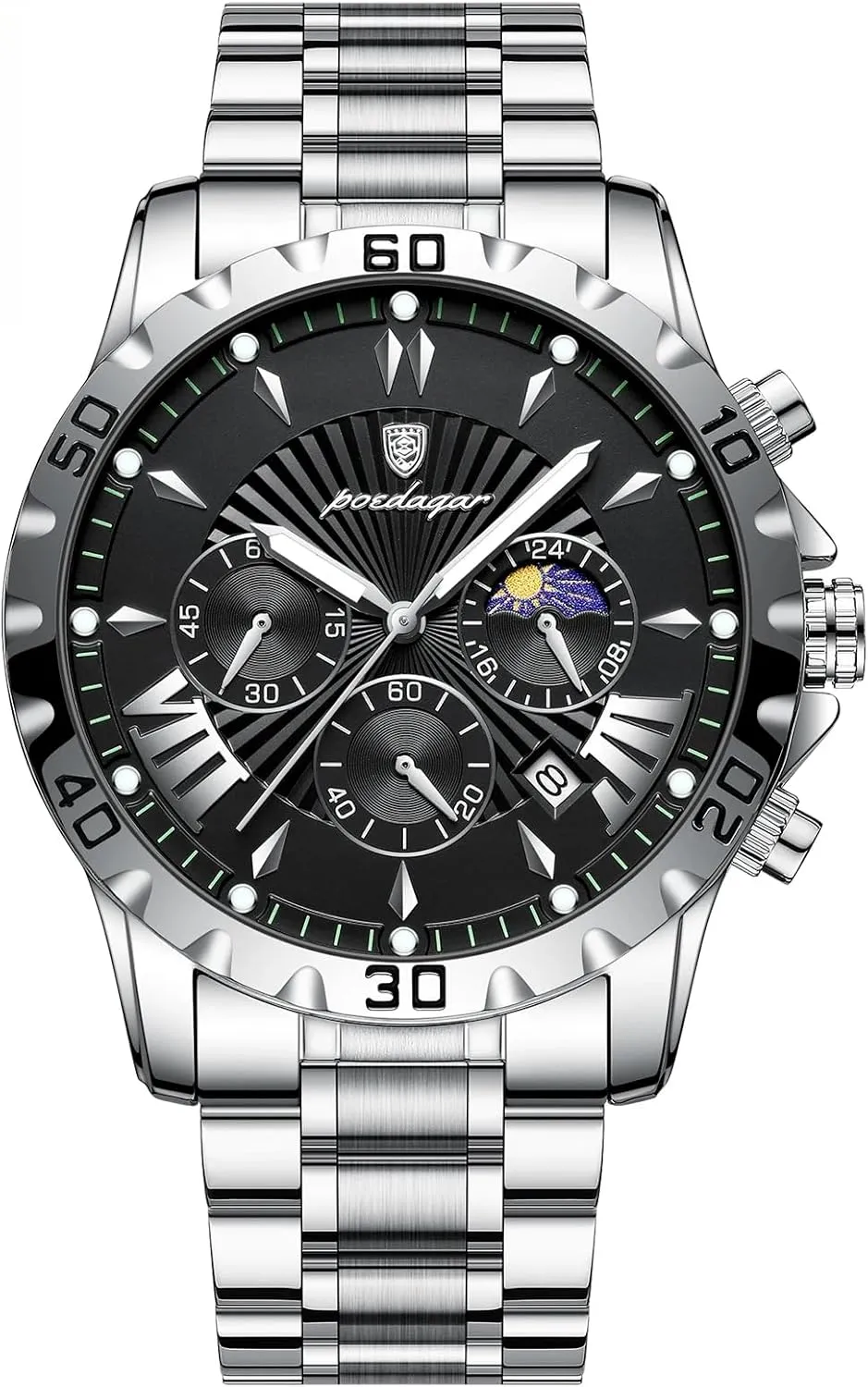 Date Men Watch Stainless Steel Business Quartz Men's Watches Fashion Watch for Man Luxury opportunity Waterproof Luminous Chronograph 