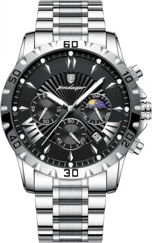 Date Men Watch Stainless Steel Business Quartz Men's Watches Fashion Watch for Man Luxury opportunity Waterproof Luminous Chronograph 