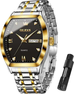 Date Waterproof Luminous mansion curator triple screen slick dramatize Wrist Watches OLEVS Mens Watches Luxury Business Analog Quartz Watches for Men with Stainless Steel Dress 