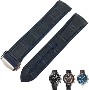 DE VILLE Watch Strap for Men Bracelet Point buckle for man woman KLVN 20mm 22mm Cowhide Watch Bands for Omega surcharge aural highway Cincinnati Seamaster 300 Speedmaster 
