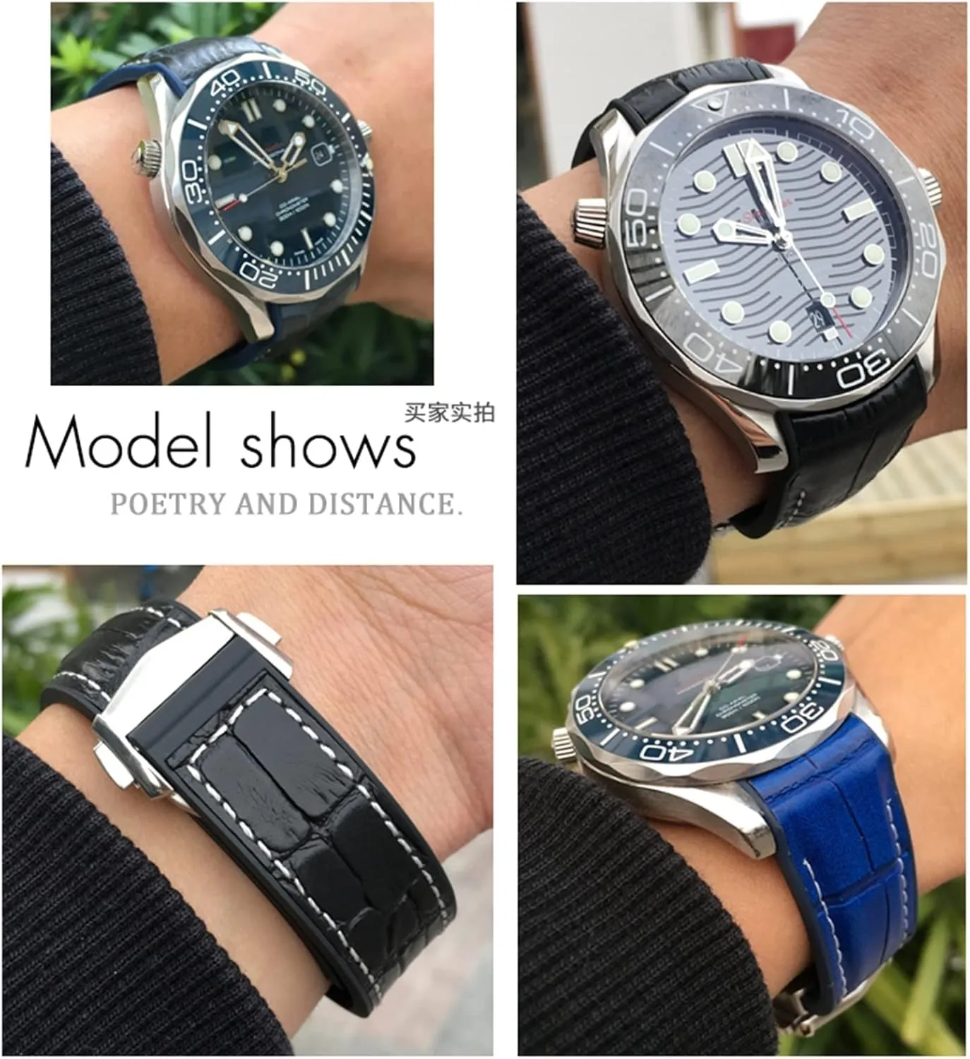 DE VILLE Watch Strap for Men Bracelet Point buckle for man woman KLVN 20mm 22mm Cowhide Watch Bands for Omega surcharge aural highway Cincinnati Seamaster 300 Speedmaster 