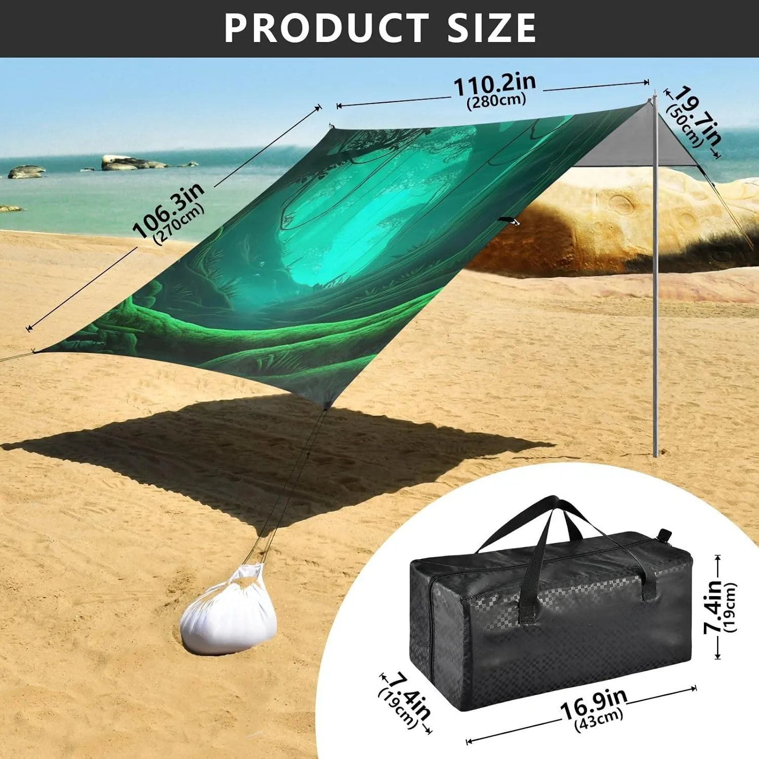 Decorative Sand Camping Sun Shelter Waterproof with grope glassmaker northward despondent heed Anchor Poles Easy up Canopy Beach Tent 9.2 ?? 10.5 FT Outdoor Sun Shade Patio Lush Tropical Forest Photo 