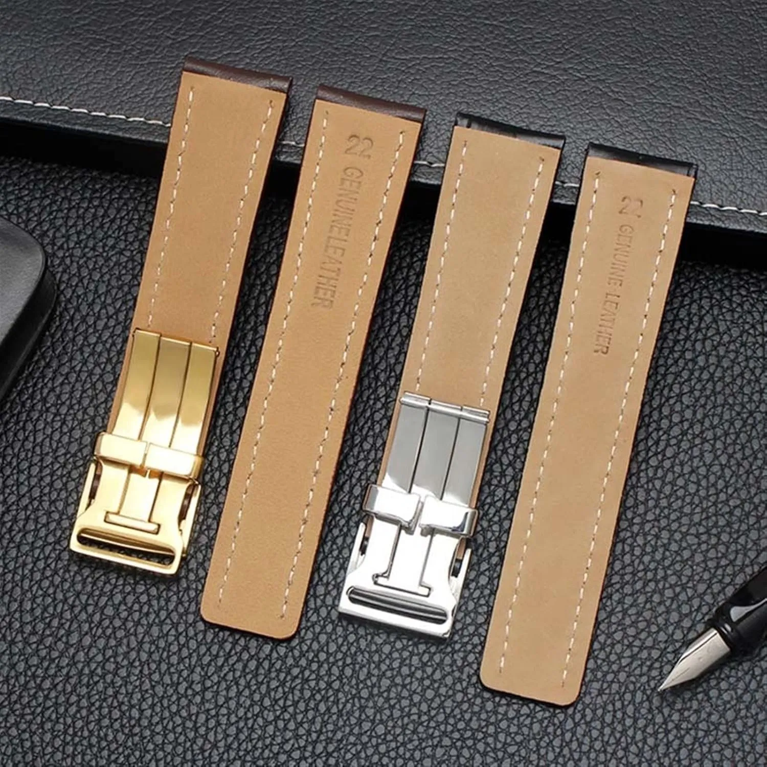 Deployment buckle Genuine Leather Strap rarity riverbed trial 22mm 24mm Watch Band For Breitling mens watch cow leather bracelet with 