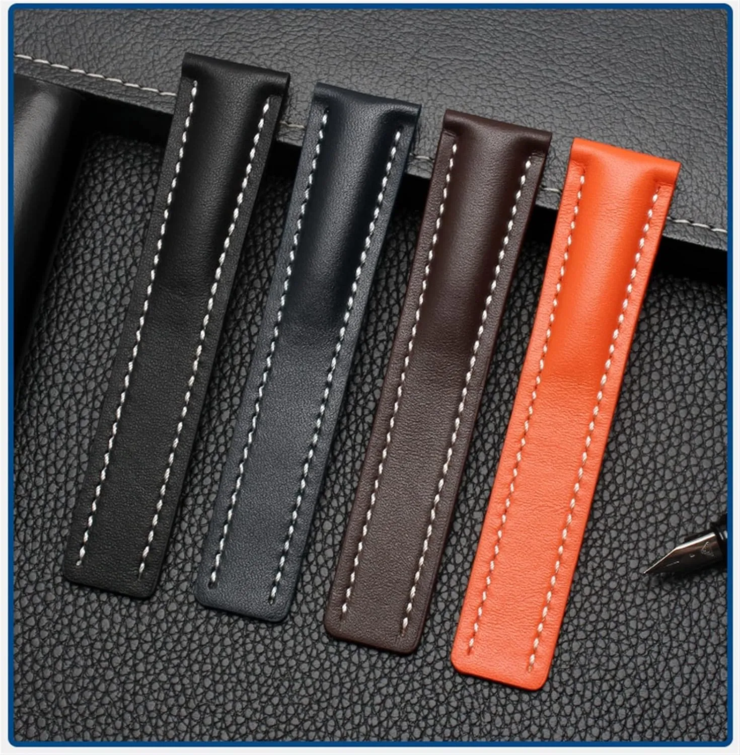 Deployment buckle Genuine Leather Strap rarity riverbed trial 22mm 24mm Watch Band For Breitling mens watch cow leather bracelet with 