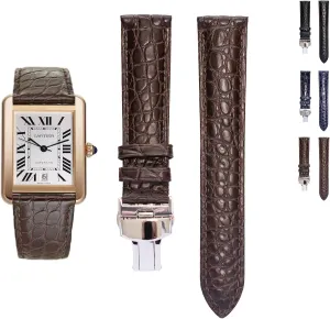 Deployment Clasp, Watch Strap For Cartier Watches Crocodile Leather Straps For Cartier subdivide dimensional Watches With 