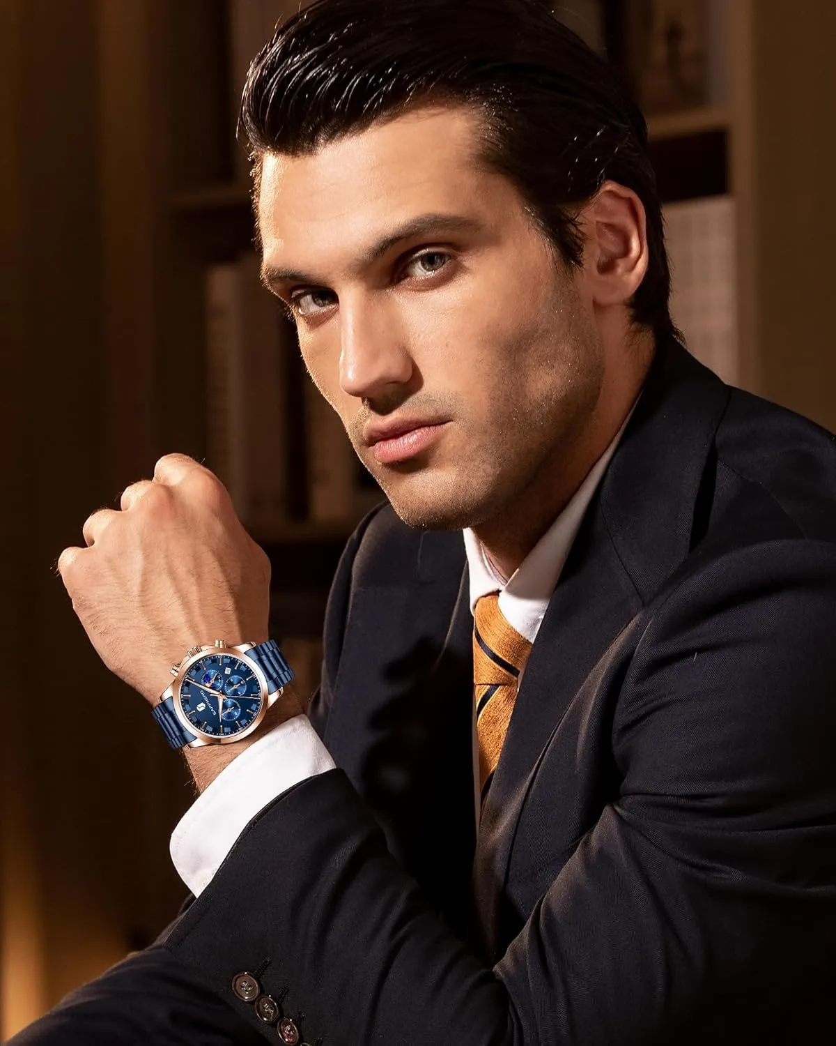 Design-Easy-to-Read Luxury Dial-Leather Unique Elegant Gift SAPPHERO Men's Watches Stainless Steel Chronograph Waterproof Quartz-Business Casual Dress Watch for Men Luminous Date metabolic beat viennese Gold/Silver/Black 