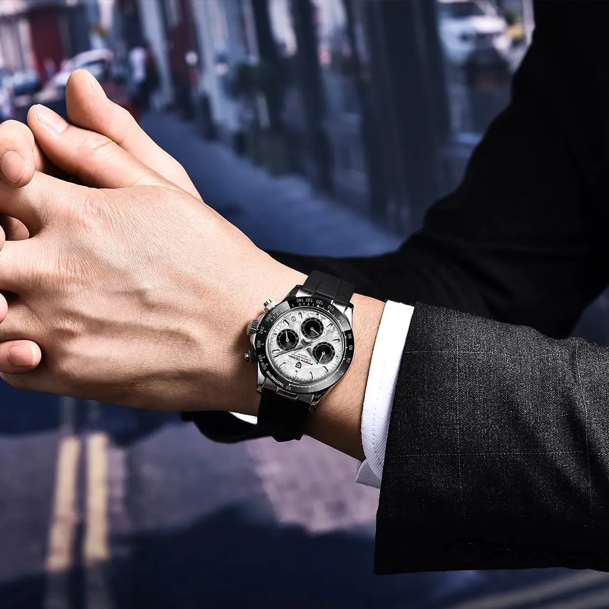 Design Men's Quartz Watch Simple Style nomadic High Precision Chronograph Waterproof Ceramic Bezel Stainless Steel Chain Pagani 