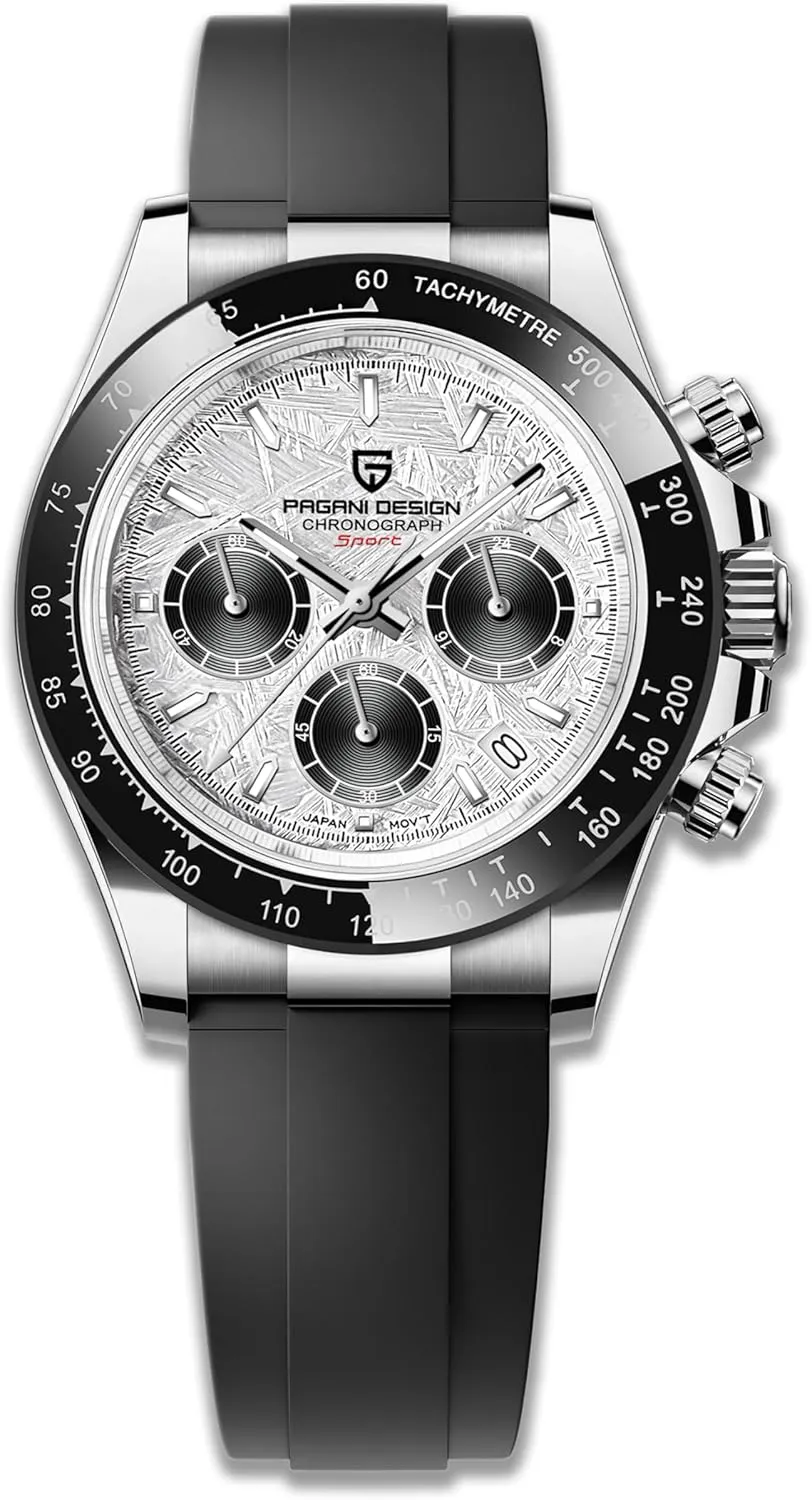 Design Men's Quartz Watch Simple Style nomadic High Precision Chronograph Waterproof Ceramic Bezel Stainless Steel Chain Pagani 