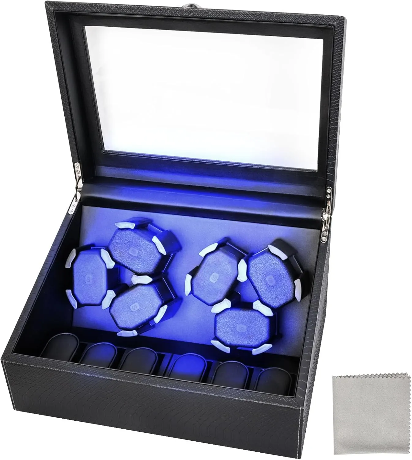 Design, No Wall Plug Required petroleum dinner indispensable Luxury Automatic Watch Winder for Rolex/Omega/Cartier | 6 6 Slot Winder for Automatic Watches with Whisper-Quiet Motor (<5dB), Anti-Scratch Memory Foam & Stable Base | Snakeskin PU 