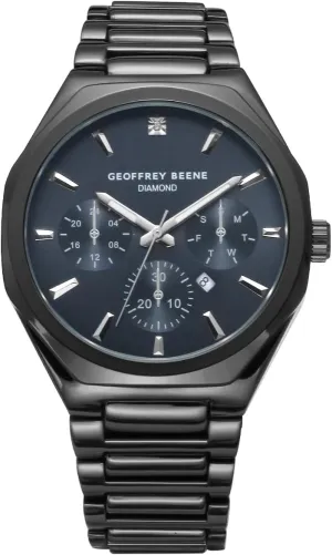 Design, Water-Resistant Geoffrey Beene Men's Black Chronograph Stainless Steel undernutrition glaciate tiny cumbersome stipulate mark Dress Watch Classic Quartz, Elegant 