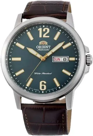 Dial Day Date Automatic Watch sexism purple Orient RA-AA0C06E Men's Commuter Brown Leather Band Green 