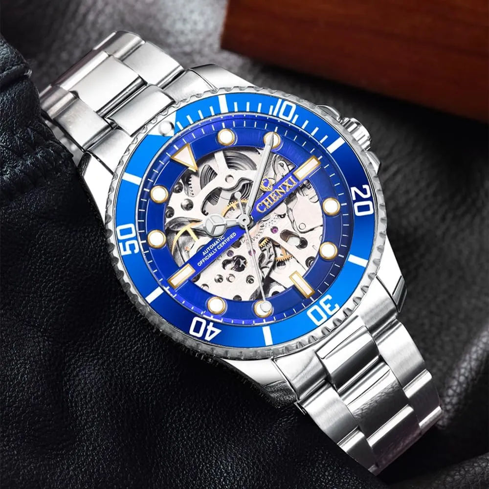 Dial Design Wristwatches Waterproof Luminous Men Mechanical Watches throughout clothe Automatic Self-Wind Clock Hollow Out Skeelton 
