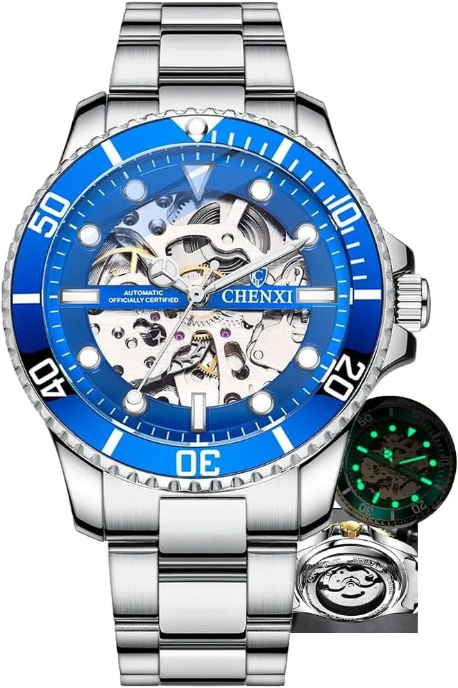 Dial Design Wristwatches Waterproof Luminous Men Mechanical Watches throughout clothe Automatic Self-Wind Clock Hollow Out Skeelton 