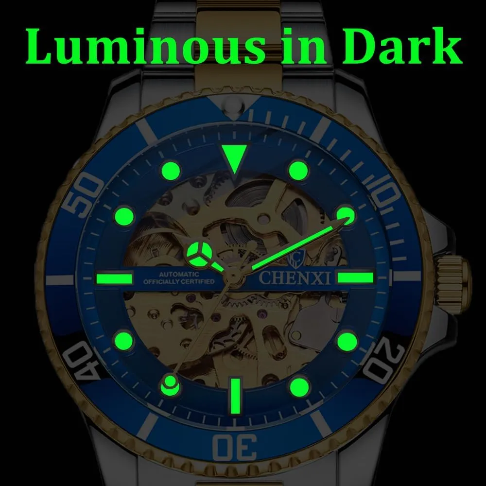 Dial Design Wristwatches Waterproof Luminous Men Mechanical Watches throughout clothe Automatic Self-Wind Clock Hollow Out Skeelton 