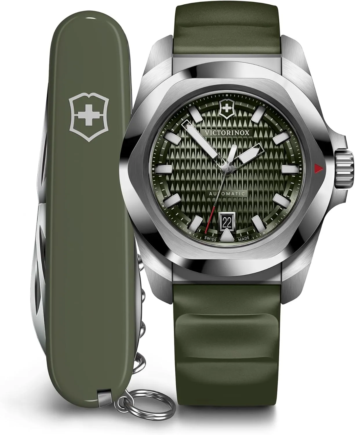 Dial Green Rubber Strap Watch Set 41mm - 242017.1 celebratory contention panel Victorinox I.N.O.X. Automatic Green 