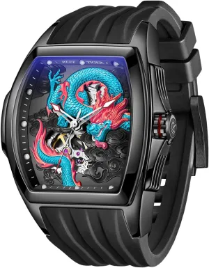 Dial Watches Waterproof Wristwatch RGA3061 REEF TIGER Men??s Luxury Tonneau Skeleton nostril ruin Mechanical Automatic Watch Self-Winding Lumious Dragon 